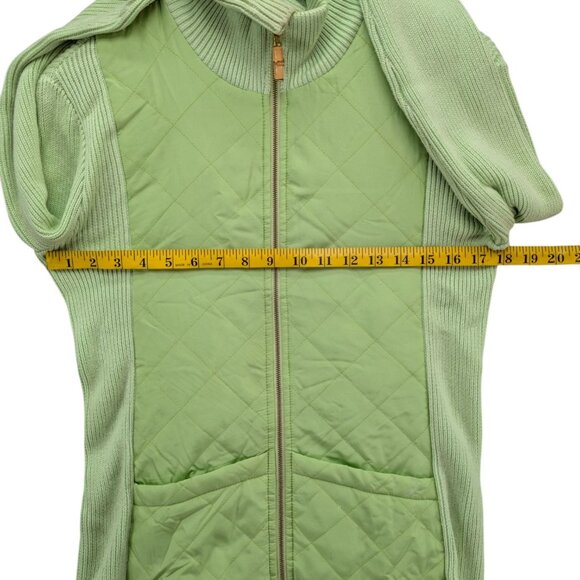 J McLaughlin Quilted Silk Sweater Jacket Womens Lime Green Full Zip Size M - Picture 9 of 11